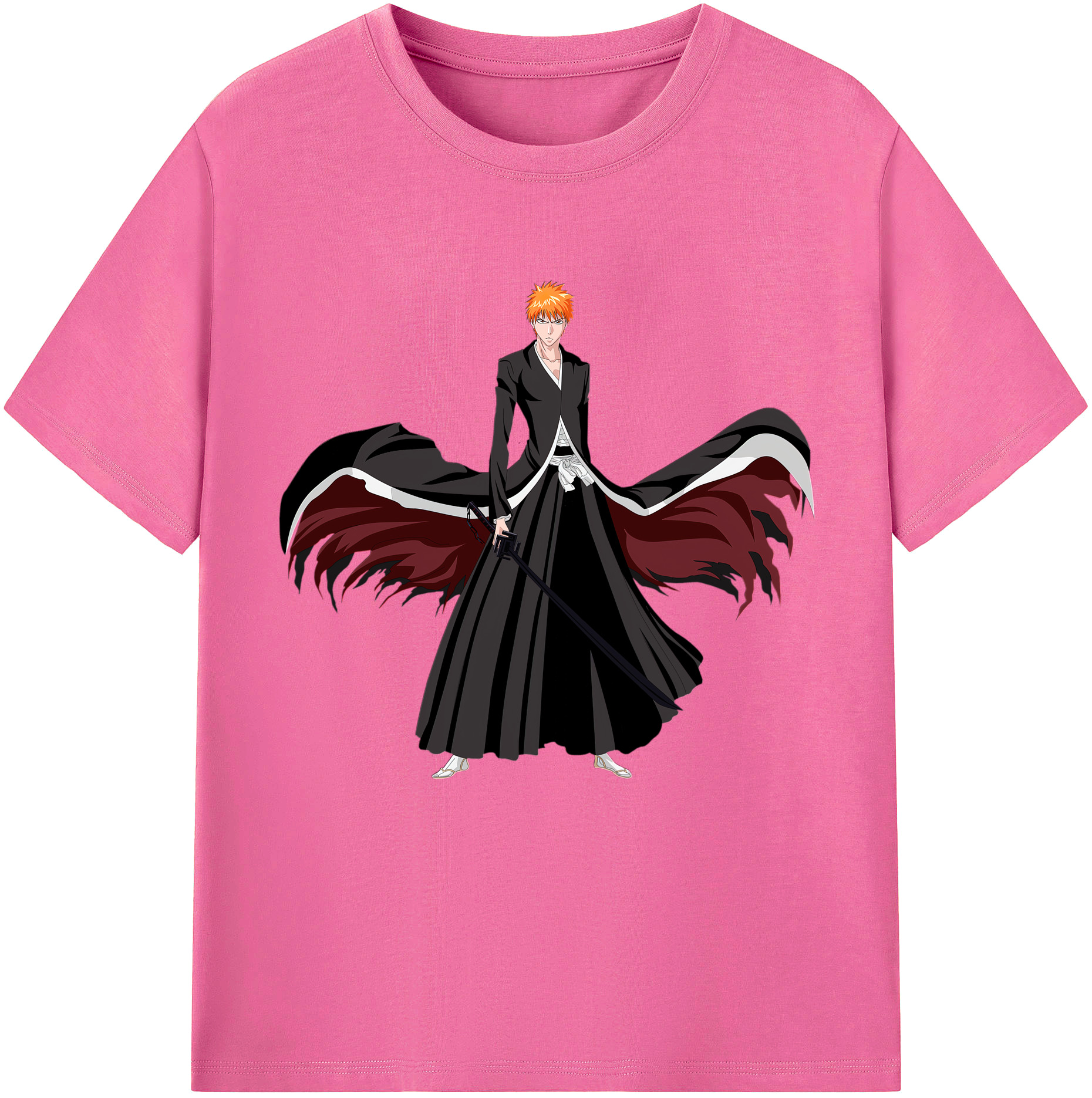 （画像用） ブリーチ 黒崎一護（くろさき いちご）BLEACH Kurosaki Ichigo レディースカジュアルプリントTシャツ（綿100％）